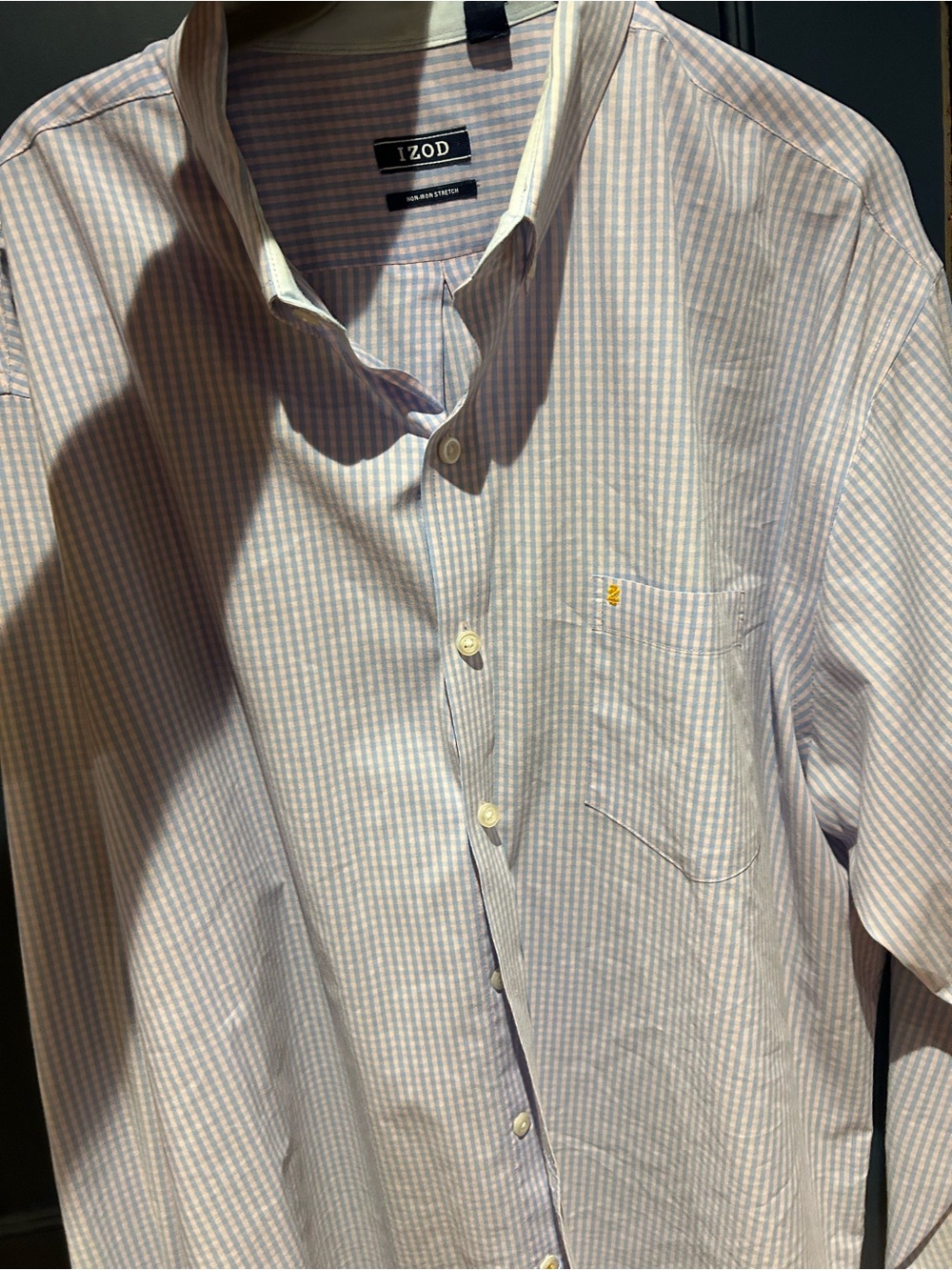 Izod Men's Pink and White Micro-Check Dress Shirt